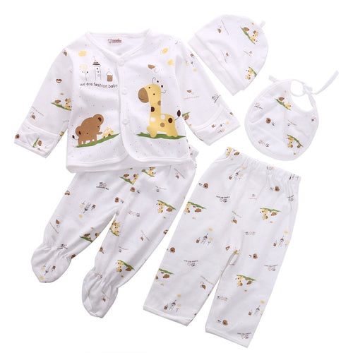 0-3M Newborn Baby Unisex Clothes Underwear Animal Print Shirt and Pants 2PCS Boys Girls Cotton Soft