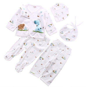 0-3M Newborn Baby Unisex Clothes Underwear Animal Print Shirt and Pants 2PCS Boys Girls Cotton Soft