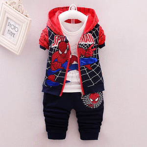 2019 New Style Baby kids Clothing 3pcs Suit/set Children Spiderman Long Sleeves T-shirt+Patchwork Pants Sets Free Shipping