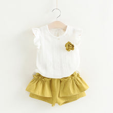 Load image into Gallery viewer, Menoea Girls Clothing Sets Summer Casual Print Kids Clothing Sets Sleeveless Chiffon T-shirt+Shorts 2PCS New Children Girls Suit