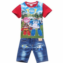 Load image into Gallery viewer, Children Boys Summer Spiderman Kids Clothing Sets Baby Kids T Shirt Jeans Shorts Toddler Boys Denim Pants Sports Clothes Set