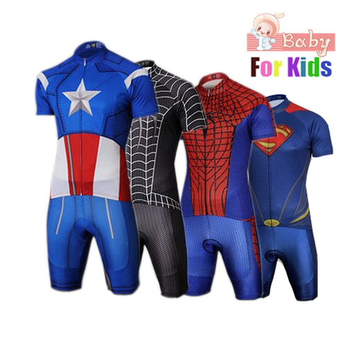 Kids Spider Man Cycling Jersey Wear Short Sleeves Cycling Set Boys Bike Clothing Ropa Ciclismo Girl Cycling Clothing Sports Suit